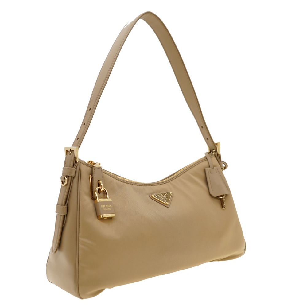 Prada Aimeé Shoulder Bag Re-Nylon And Leather With Padlock 1BC232 New - Picture 4 of 7